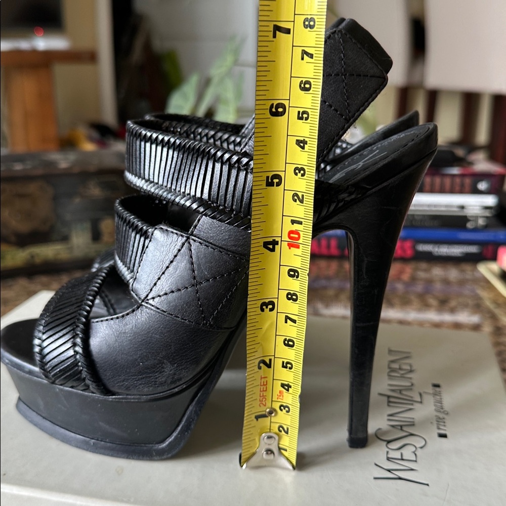 Yves Saint Laurent Black Strappy platform Heels - Picture 5 of 8